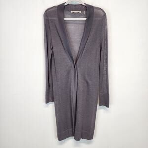 Soft Surroundings Drape Duster Cardigan Size S Gray Lightweight Semi Sheer Chic